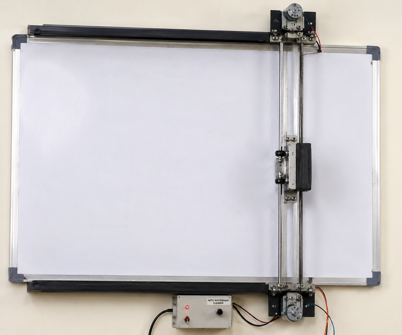 Automatic Blackboard Whiteboard Cleaner System Project fabrication setup