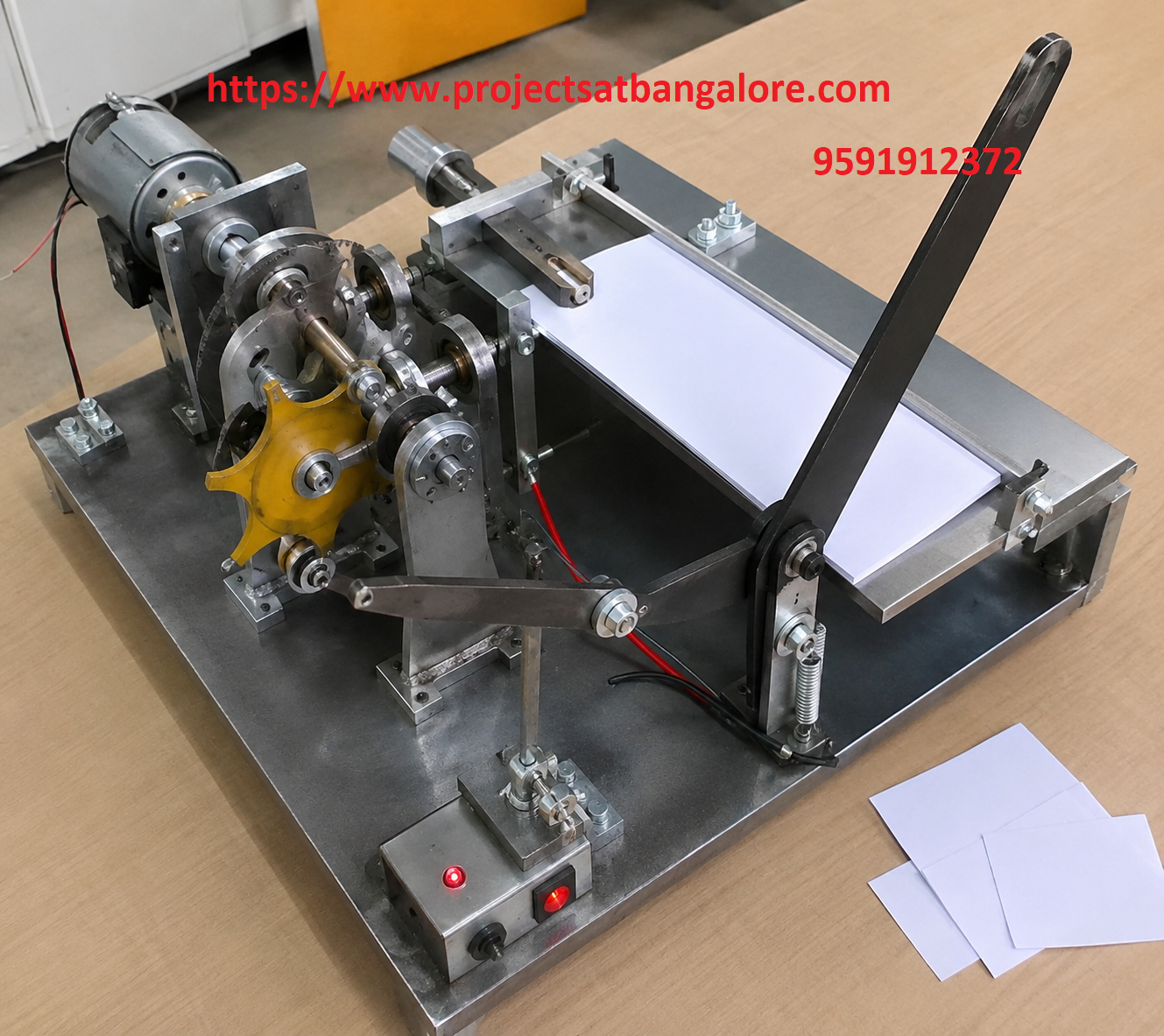 Automatic Paper Cutting Machine Using Geneva Mechanism Project fabrication setup