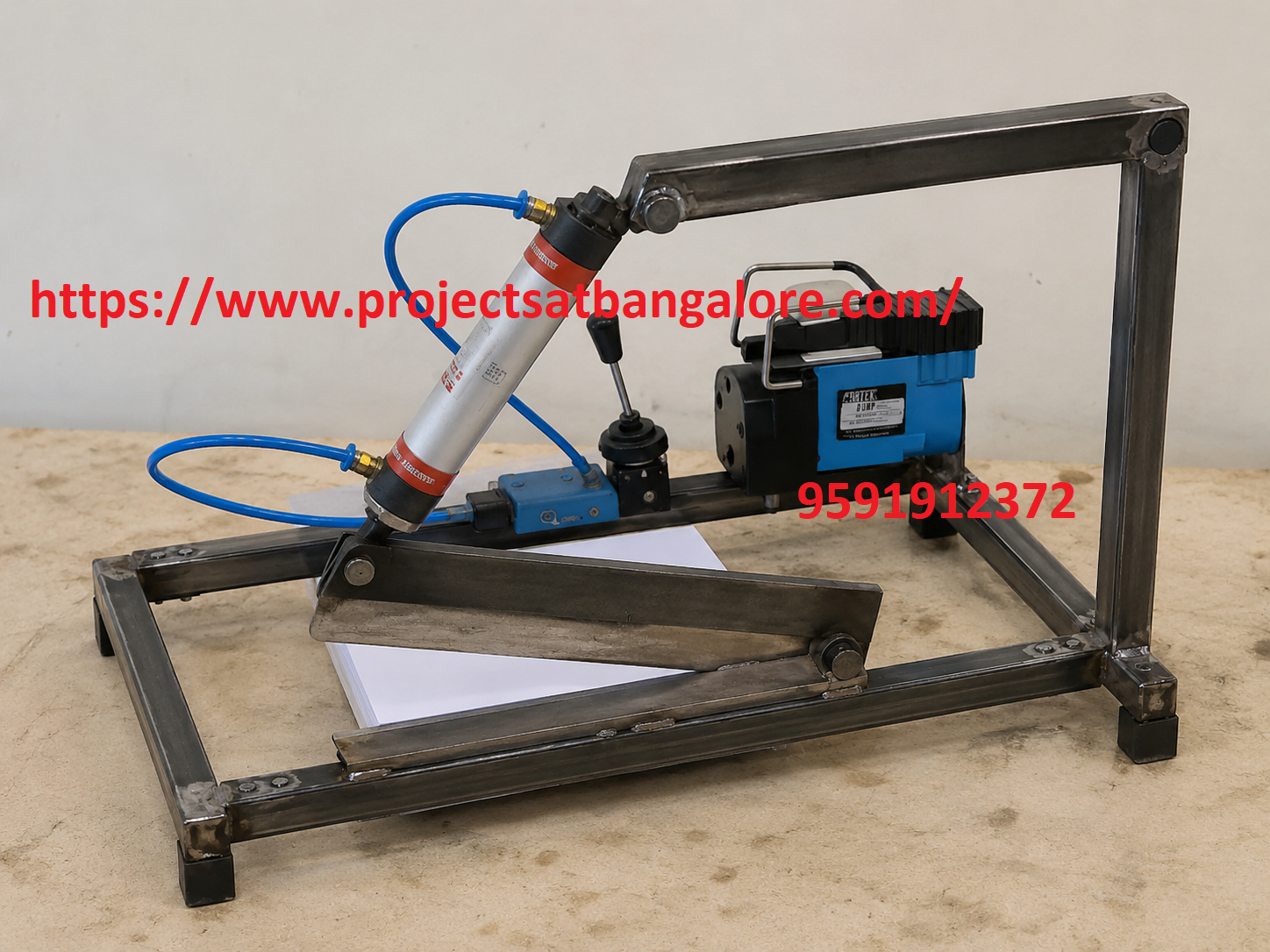Automatic Pneumatic Paper Cutting Machine Project fabrication setup