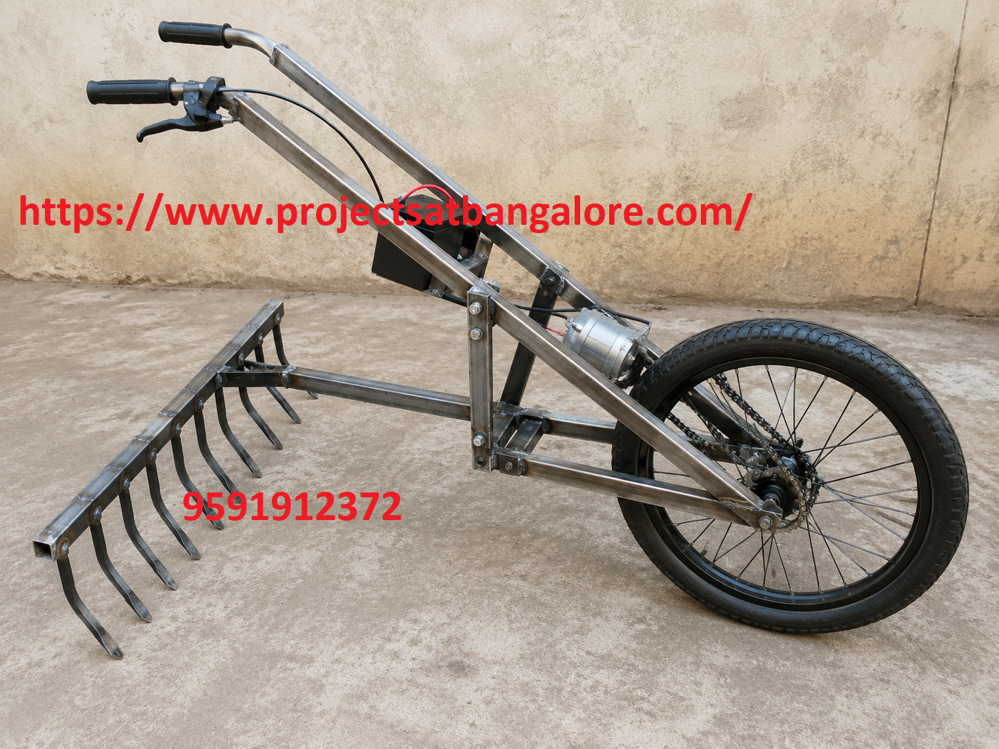 Battery Drive Motorized Agriculture Weeder Project fabrication setup