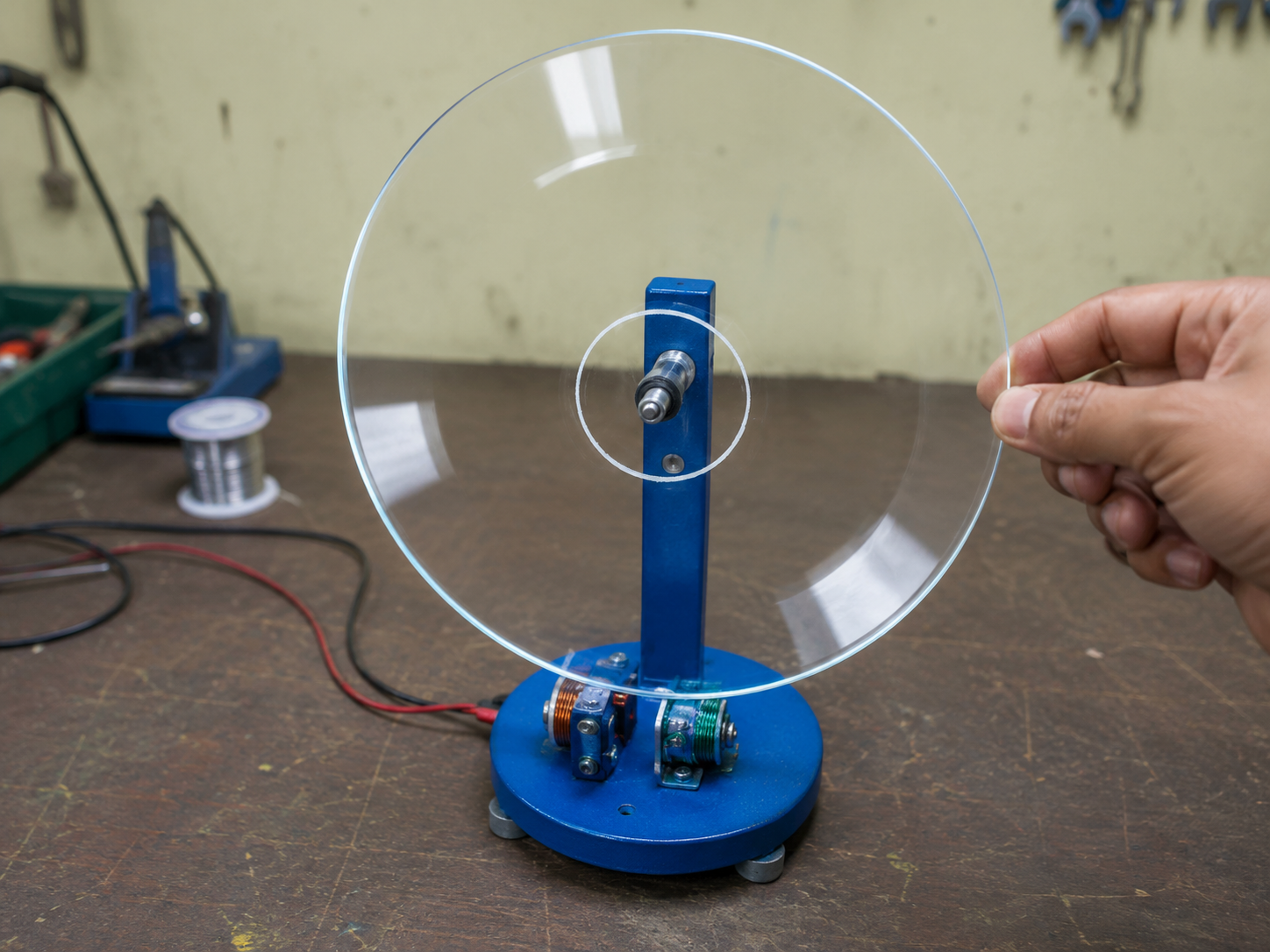 Bedini Wheel Using Electromagnetic Flux Generation fabrication setup