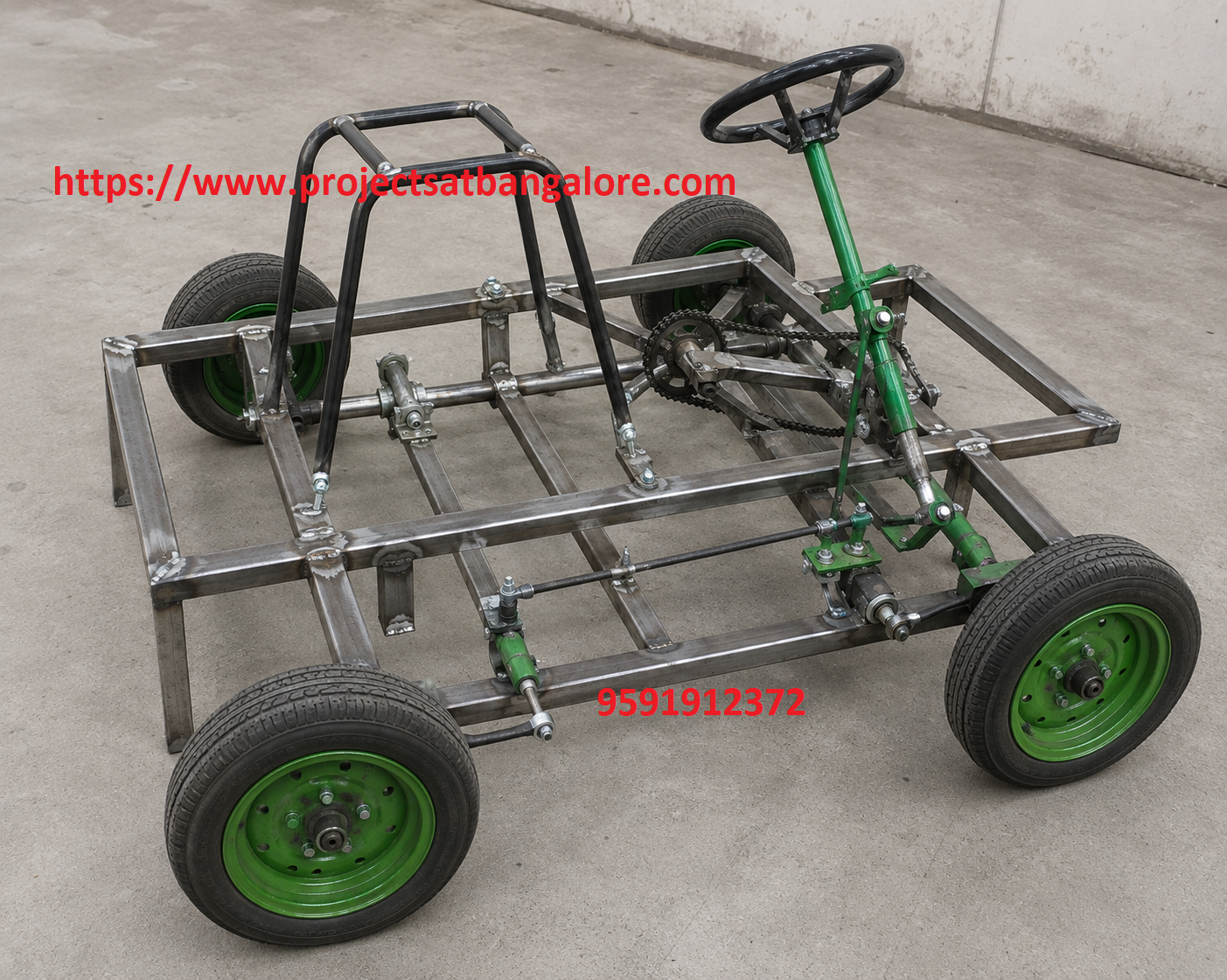 Dual Motor Electric Go Kart for Rough Terrain Project fabrication setup