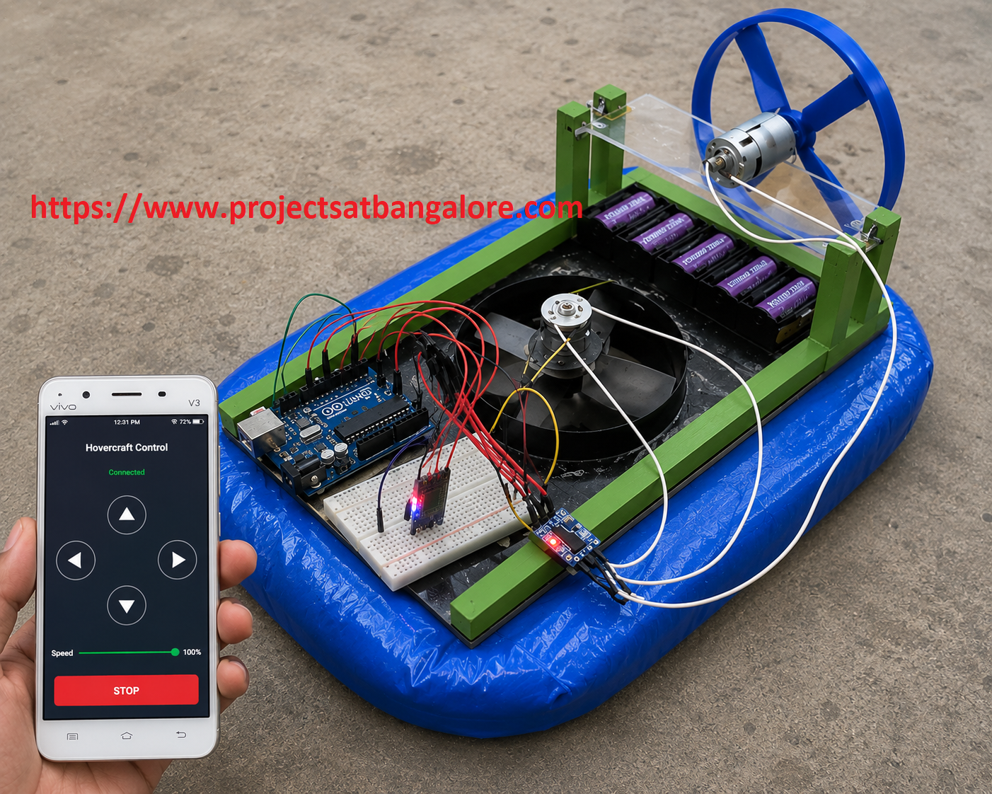 Hovercraft Controlled by Android Project fabrication setup