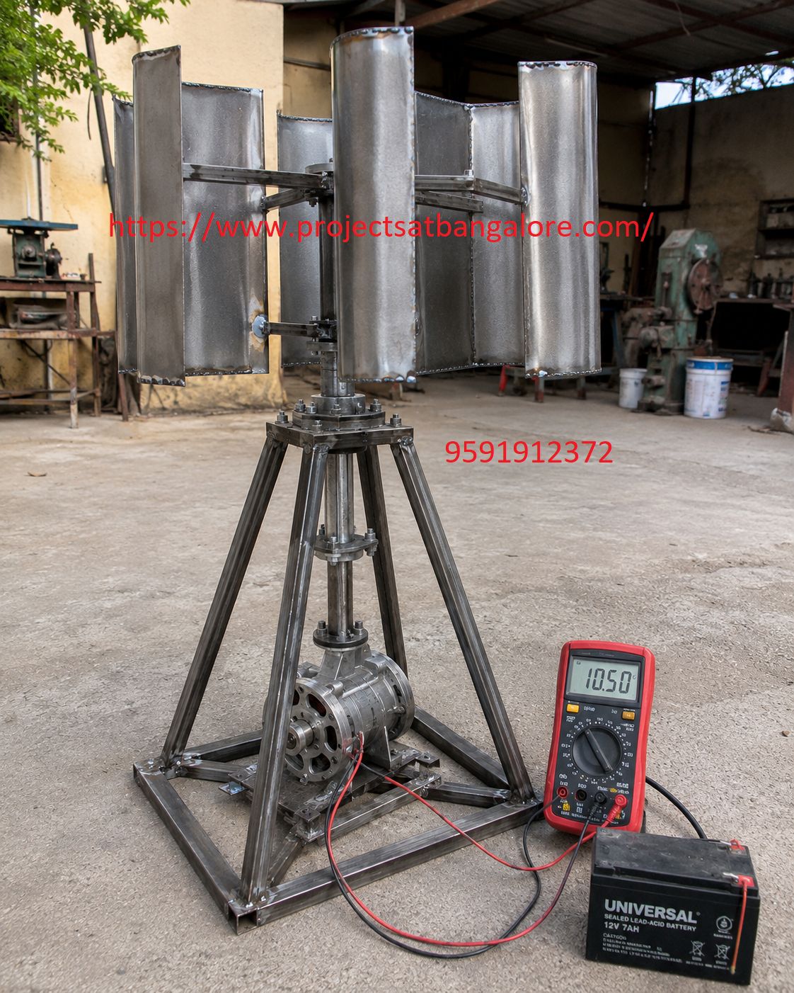 Mini Windmill Power Generation Project fabrication setup