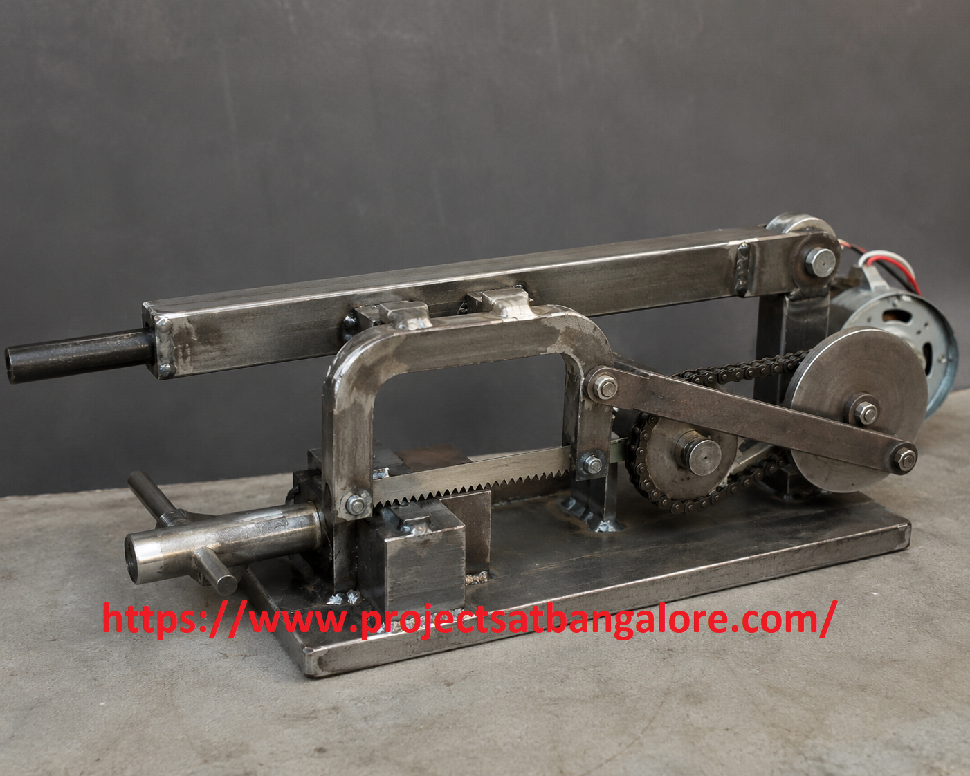 Motorized Chain Mechanism Hacksaw fabrication setup