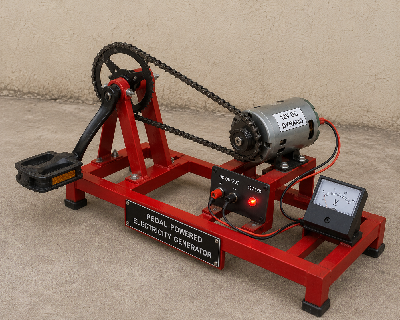Pedal Powered Electricity Generator Project fabrication setup