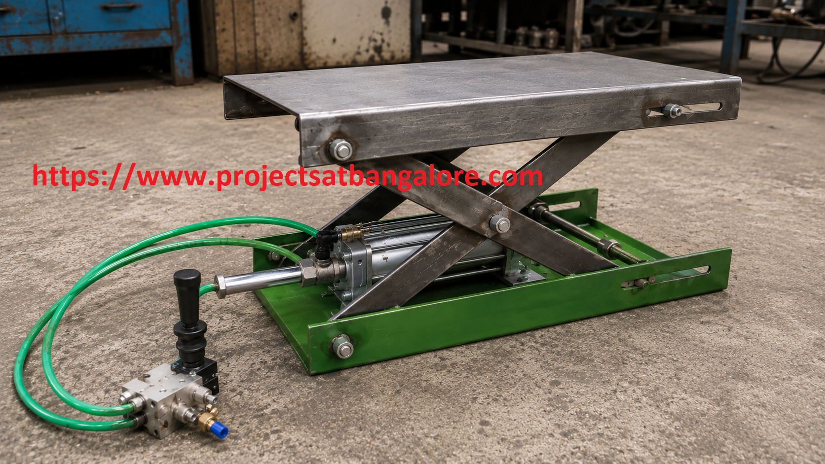 Pneumatic Scissor Lift Jack Project fabrication setup