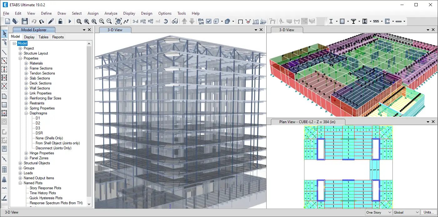 Figure 1: Structural Model, FEA Stress Distribution & Analysis Output for Composite Structure Analysis