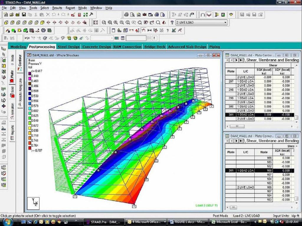 Figure 1: Structural Model, FEA Stress Distribution & Analysis Output for Finite Element Analysis Of Foundation