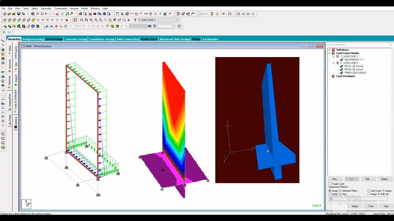 Figure 1: Structural Model, FEA Stress Distribution & Analysis Output for Optimization Of Retaining Wall