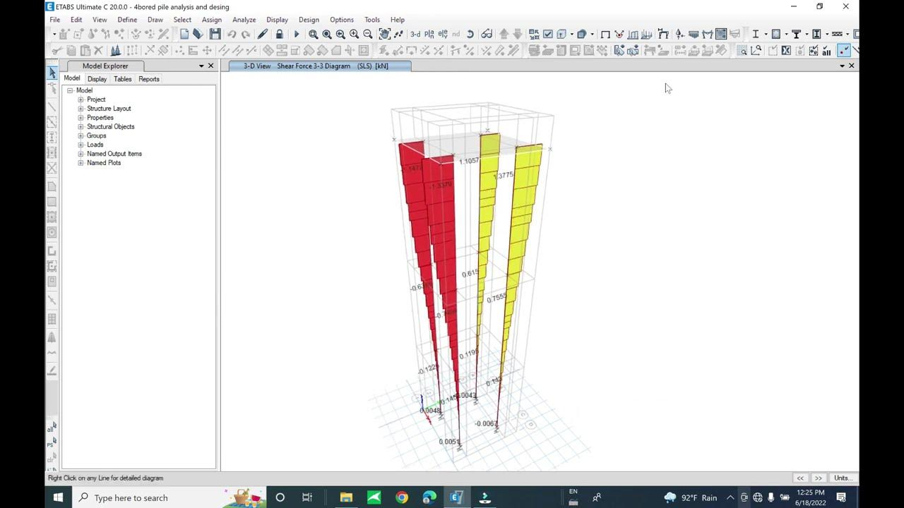 Figure 1: Structural Model, FEA Stress Distribution & Analysis Output for Pile Foundation Analysis Project