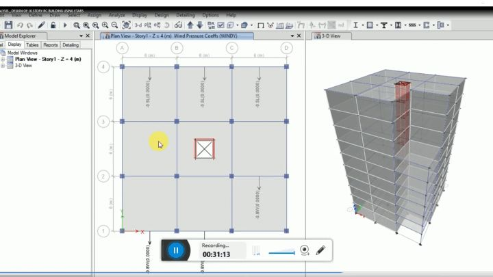 Figure 1: Structural Model, FEA Stress Distribution & Analysis Output for Seismic Retrofitting Project