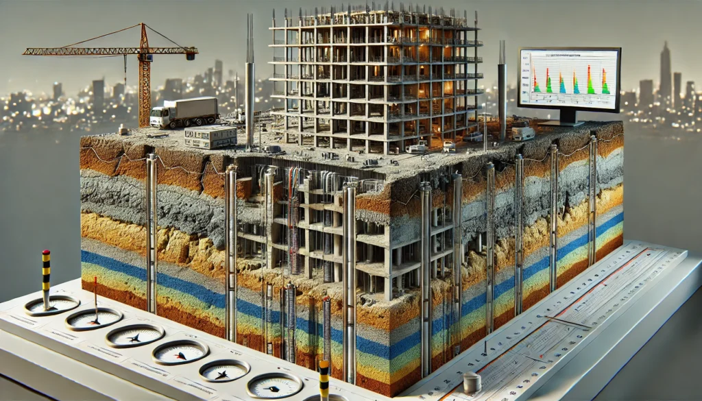 Figure 4: Structural Model, FEA Stress Distribution & Analysis Output for Settlement Analysis Of Foundation