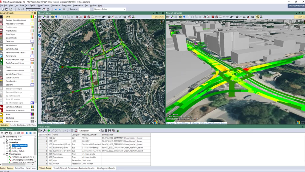Figure 2: Structural Model, FEA Stress Distribution & Analysis Output for Traffic Simulation Vissim Interface