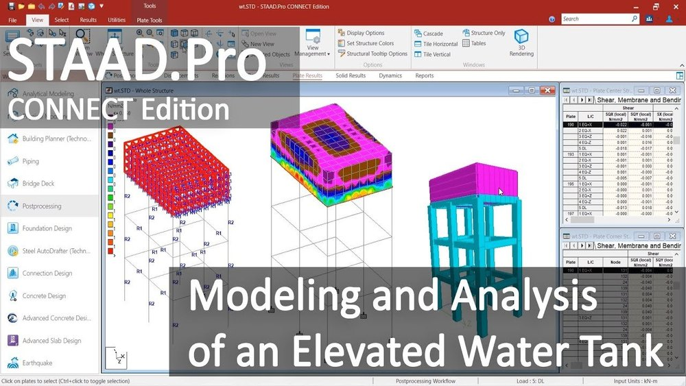 Figure 1: Structural Model, FEA Stress Distribution & Analysis Output for Wastewater Treatment Design