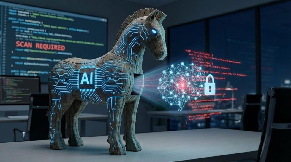 Figure 1: Security Architecture, Packet Inspection & Threat Simulation Diagram for Trojan Horse Detection Using Machine Learning Algorithms (Page 1)