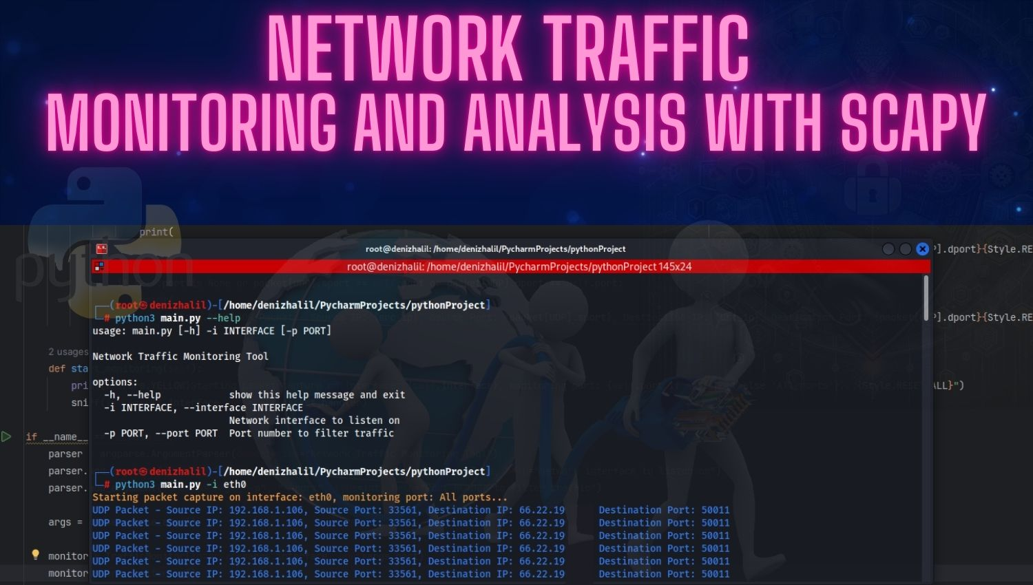 Figure 1: Security Architecture, Packet Inspection & Threat Simulation Diagram for Wireless Network Vulnerability Scanner Using Scapy (Page 1)