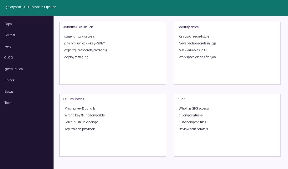 git-crypt CI CD unlock pipeline screen