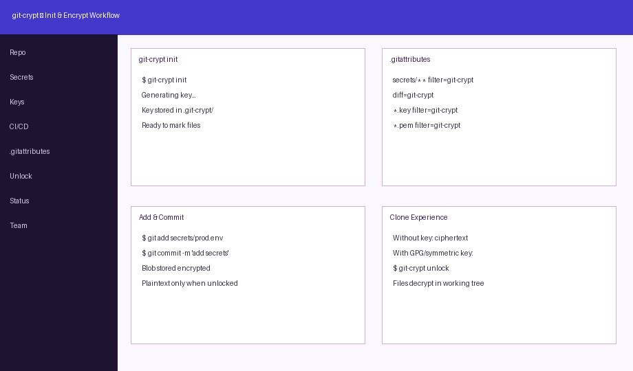 git-crypt init and encrypt workflow screen