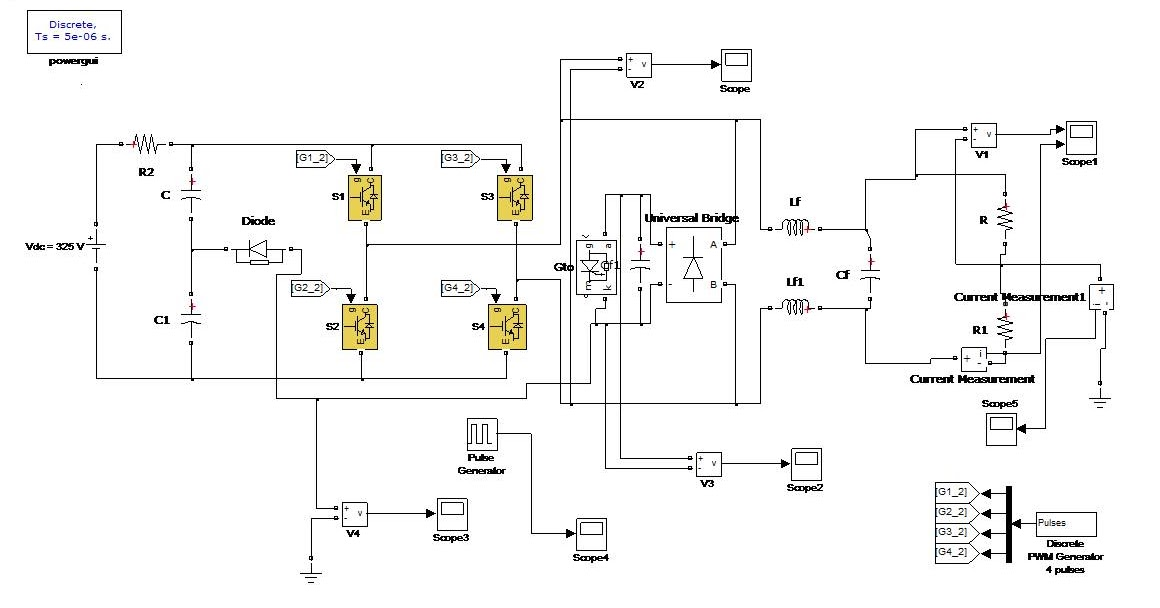 Figure 1: Simulink Block Model, Power Circuit & Switching Waveform for Eee projects in matlab