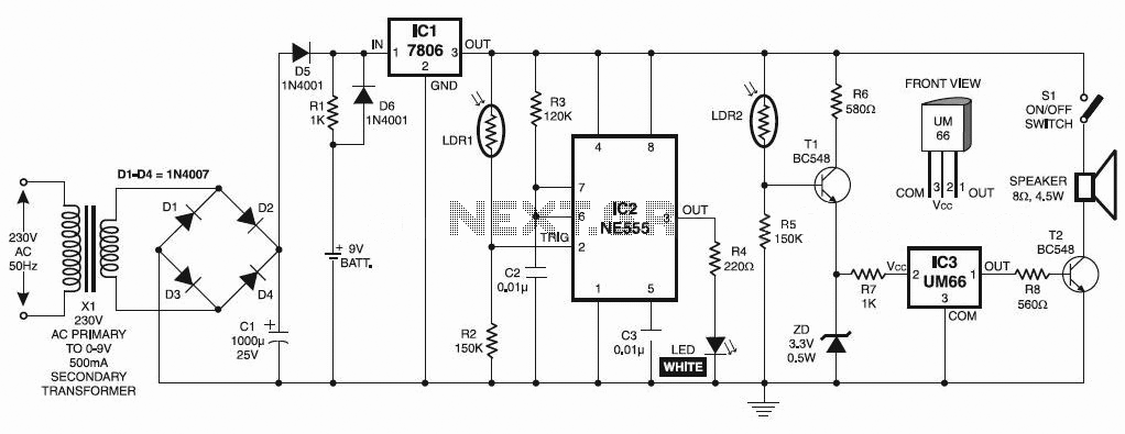 Figure 2: Simulink Block Model, Power Circuit & Switching Waveform for Eee projects on automatic night lamp with morning alarm