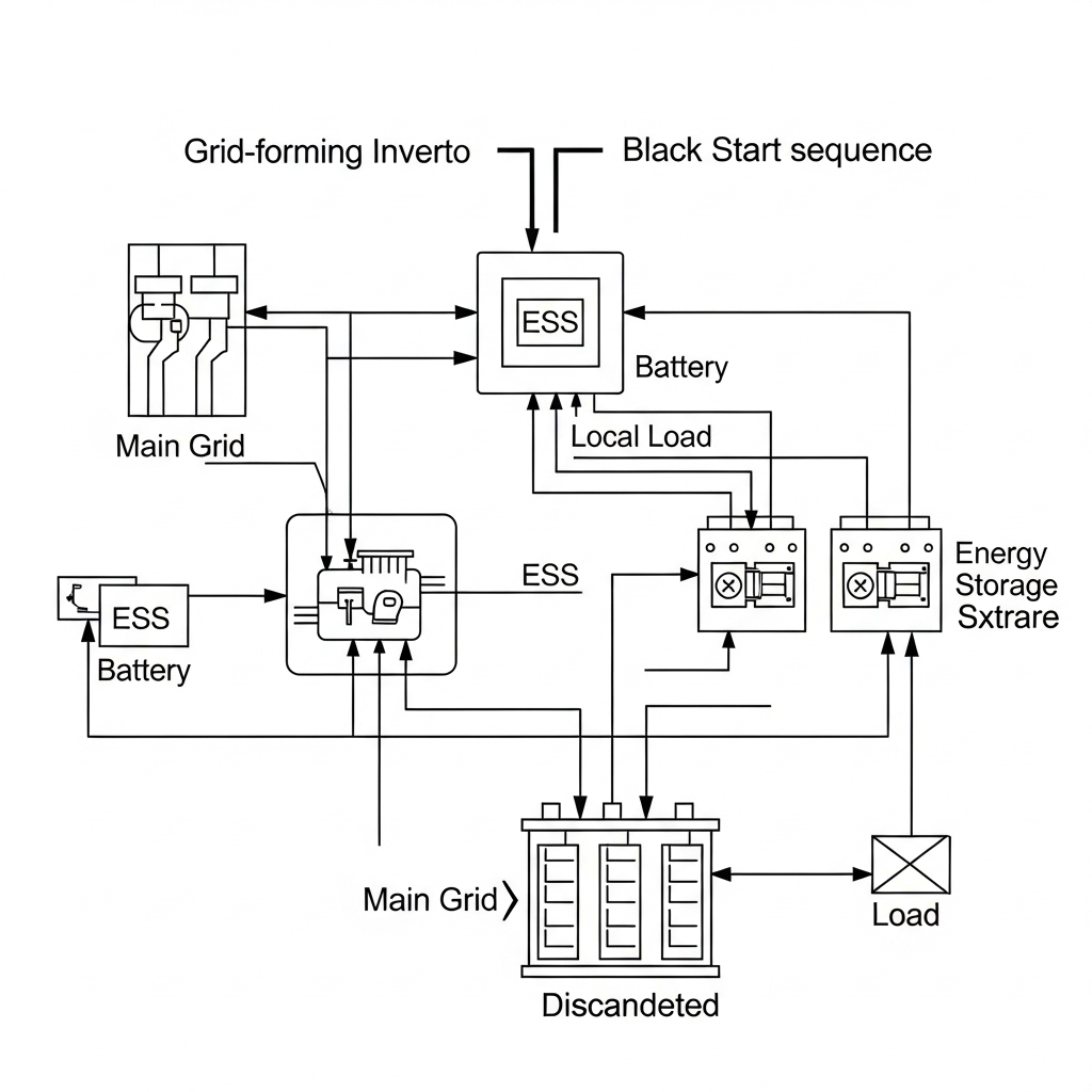 Figure 1: Simulink Block Model, Power Circuit & Switching Waveform for Eee projects on black start capability in smart grid