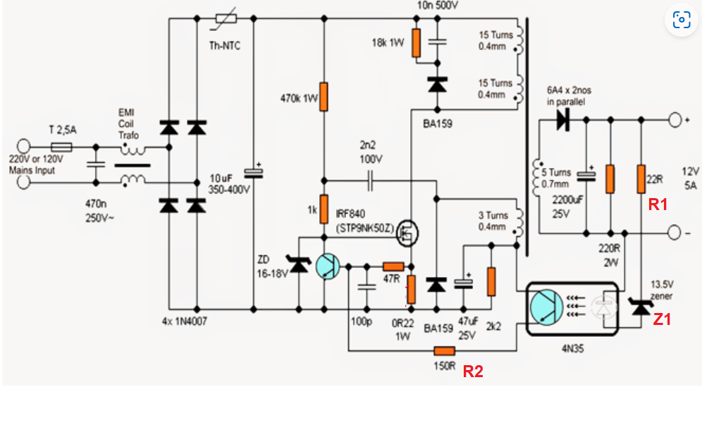 Figure 1: Simulink Block Model, Power Circuit & Switching Waveform for Eee projects on smps power supply circuit with feedback