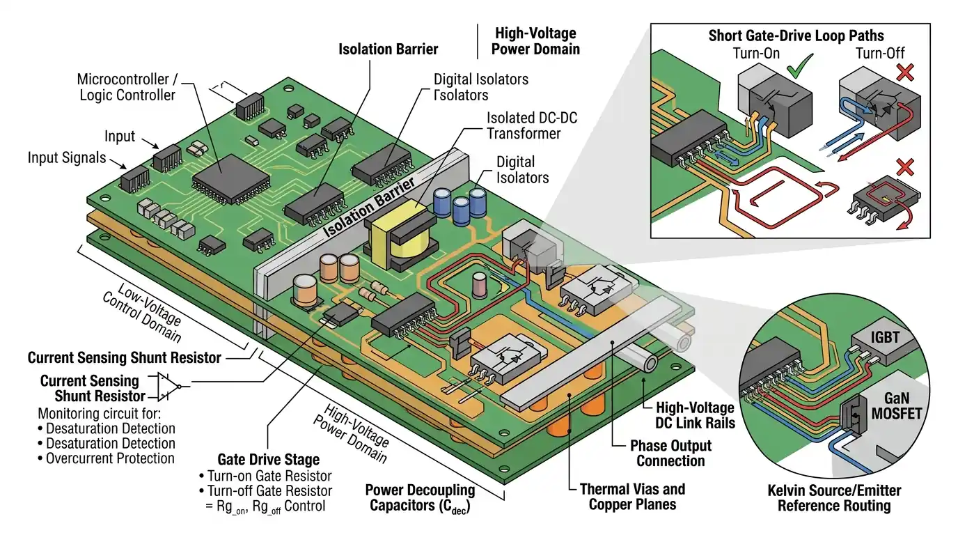 Figure 2: Simulink Block Model, Power Circuit & Switching Waveform for Eee projects on solar panel hot spot detection using thermal camera
