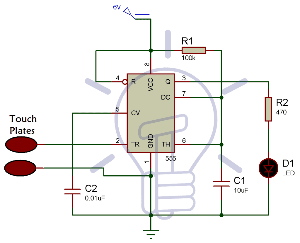 Figure 1: Simulink Block Model, Power Circuit & Switching Waveform for Eee projects on touch sensitive switch using 555 timer