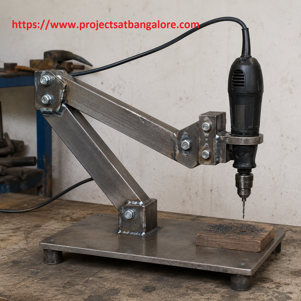 360 Degree Flexible Drilling Machine Project fabrication setup