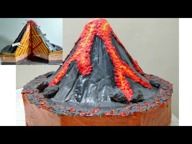 Baking soda and vinegar chemical volcano model
