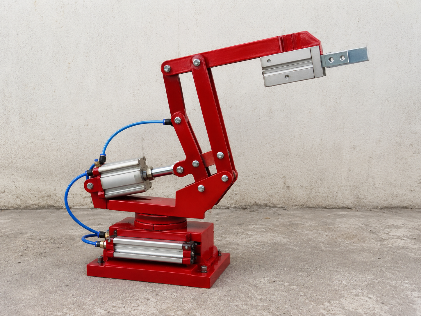 Pneumatic Powered Metal Pick and Place Arm fabrication setup