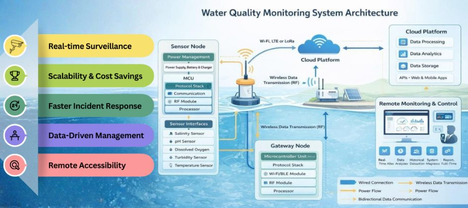 Figure 1: System Model, Architecture & Empirical Results for Water Quality Monitoring IoT