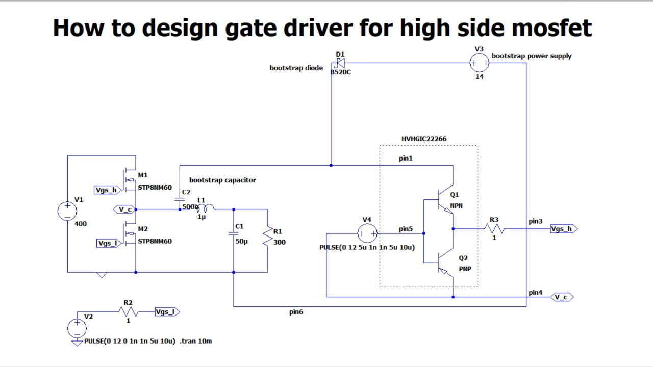 Figure 3: Simulink Block Model, Power Circuit & Switching Waveform for Bootstrap Gate Driver MATLAB