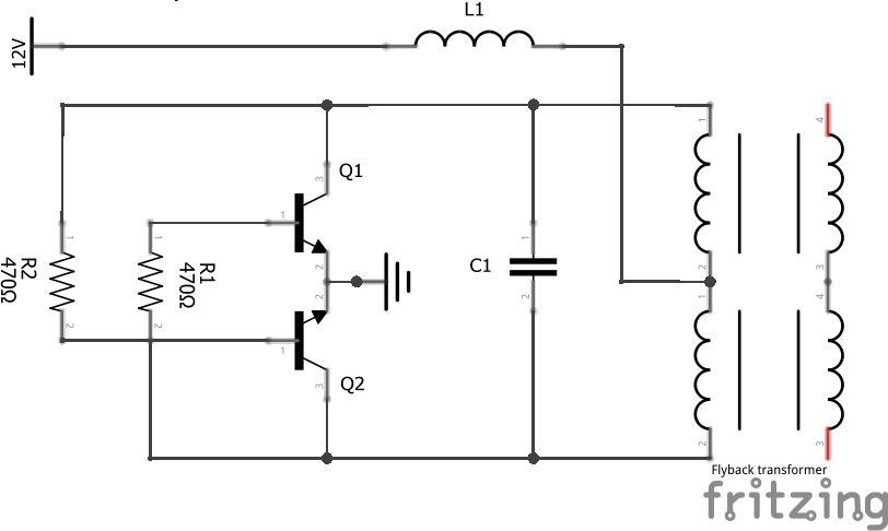 Figure 1: Simulink Block Model, Power Circuit & Switching Waveform for Royer Oscillator MATLAB