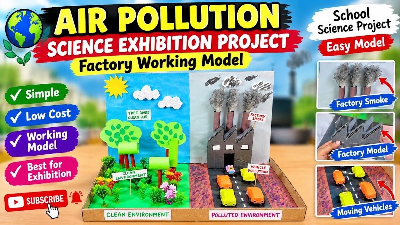Figure 3: Working Model Setup, Scientific Diagram & Project Prototype for Air Pollution Working Model With Smoke