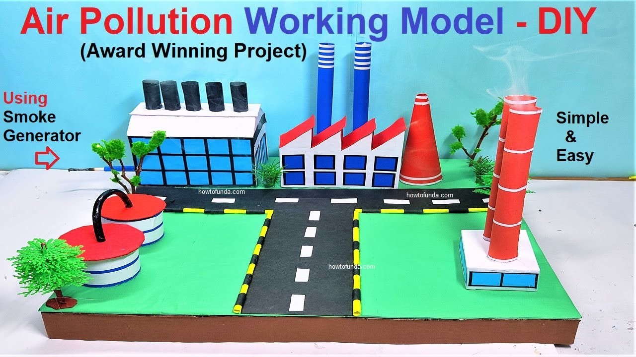 Figure 4: Working Model Setup, Scientific Diagram & Project Prototype for Air Pollution Working Model With Smoke