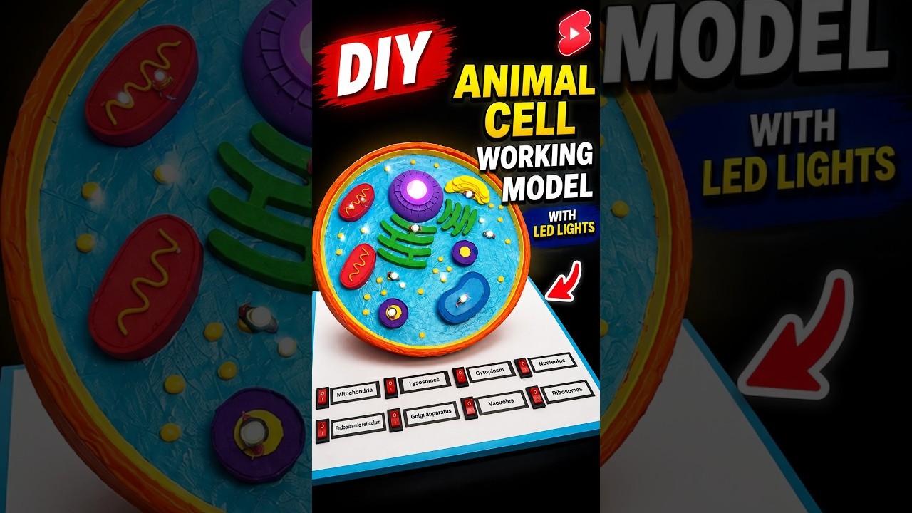 Figure 4: Working Model Setup, Scientific Diagram & Project Prototype for Animal Cell Working Model With LED Lighting