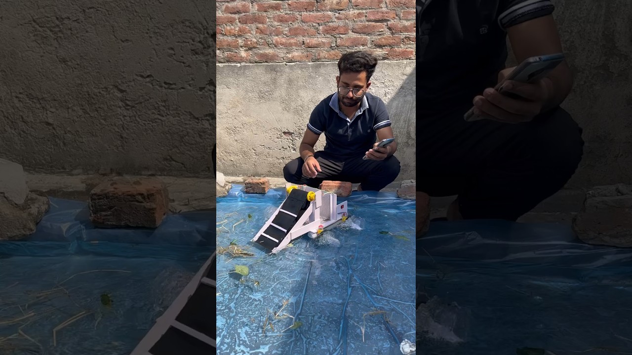 Figure 4: Working Model Setup, Scientific Diagram & Project Prototype for Automated Harbor Trash Cleaning Skimmer Catamaran Model