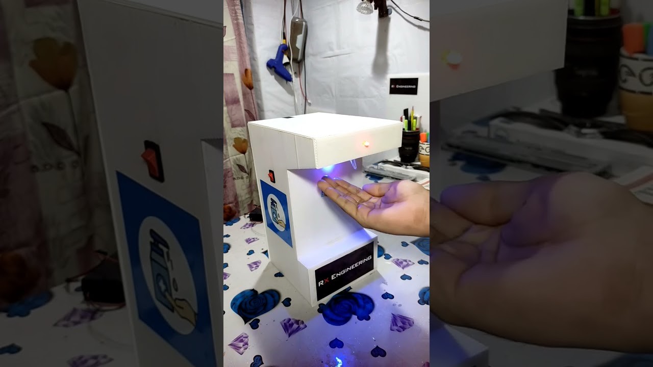 Figure 3: Working Model Setup, Scientific Diagram & Project Prototype for Automatic Hand Sanitizer Dispenser Working Model