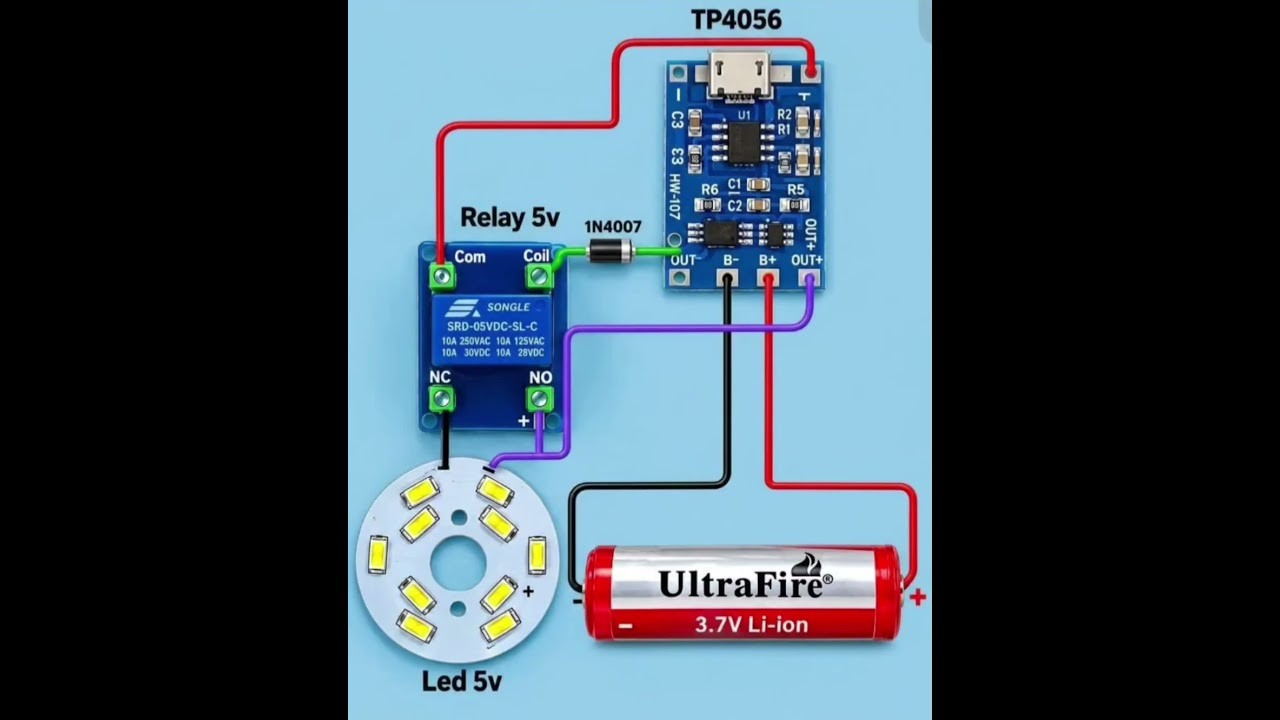 Figure 1: Working Model Setup, Scientific Diagram & Project Prototype for Automatic Inverter Emergency Light Relay Changeover Model