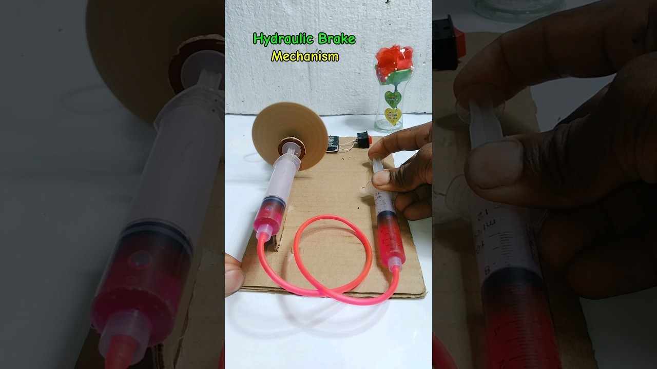 Figure 3: Working Model Setup, Scientific Diagram & Project Prototype for Automobile Hydraulic Disc Brake Working Model