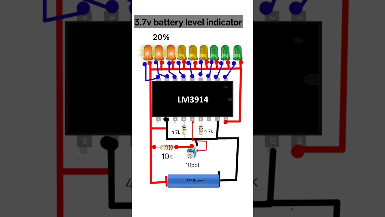 Figure 4: Working Model Setup, Scientific Diagram & Project Prototype for Battery Charge Level Monitor Lm3914 LED Bar Graph Model