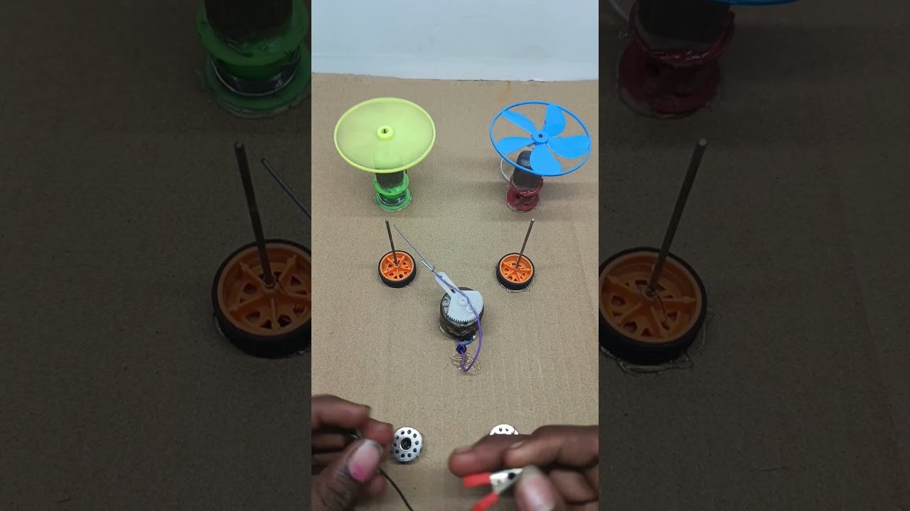 Figure 1: Working Model Setup, Scientific Diagram & Project Prototype for Battery Powered Fan Working Model