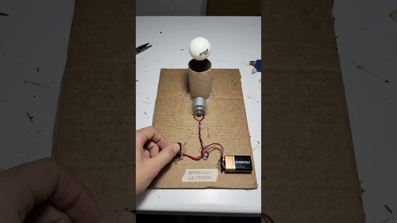 Figure 3: Working Model Setup, Scientific Diagram & Project Prototype for Bernoulli Levitating Ping Pong Ball Blower Model