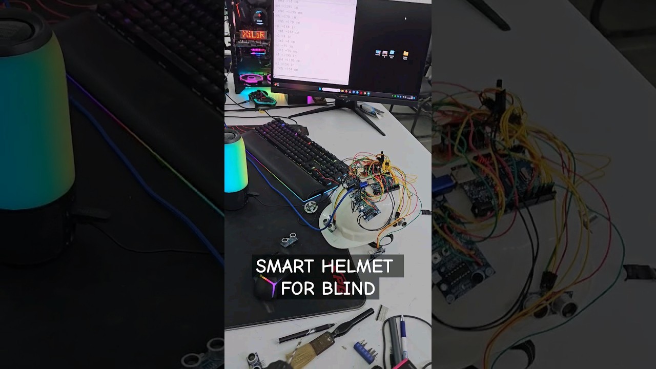 Figure 4: Working Model Setup, Scientific Diagram & Project Prototype for Blind Sonar Helmet Ultrasonic Haptic Headband Model