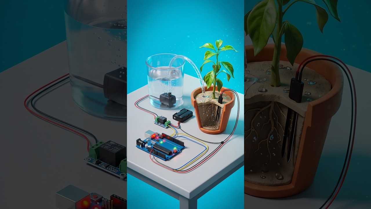 Figure 3: Working Model Setup, Scientific Diagram & Project Prototype for Capacitive Soil Moisture Automatic Pump Switch Model