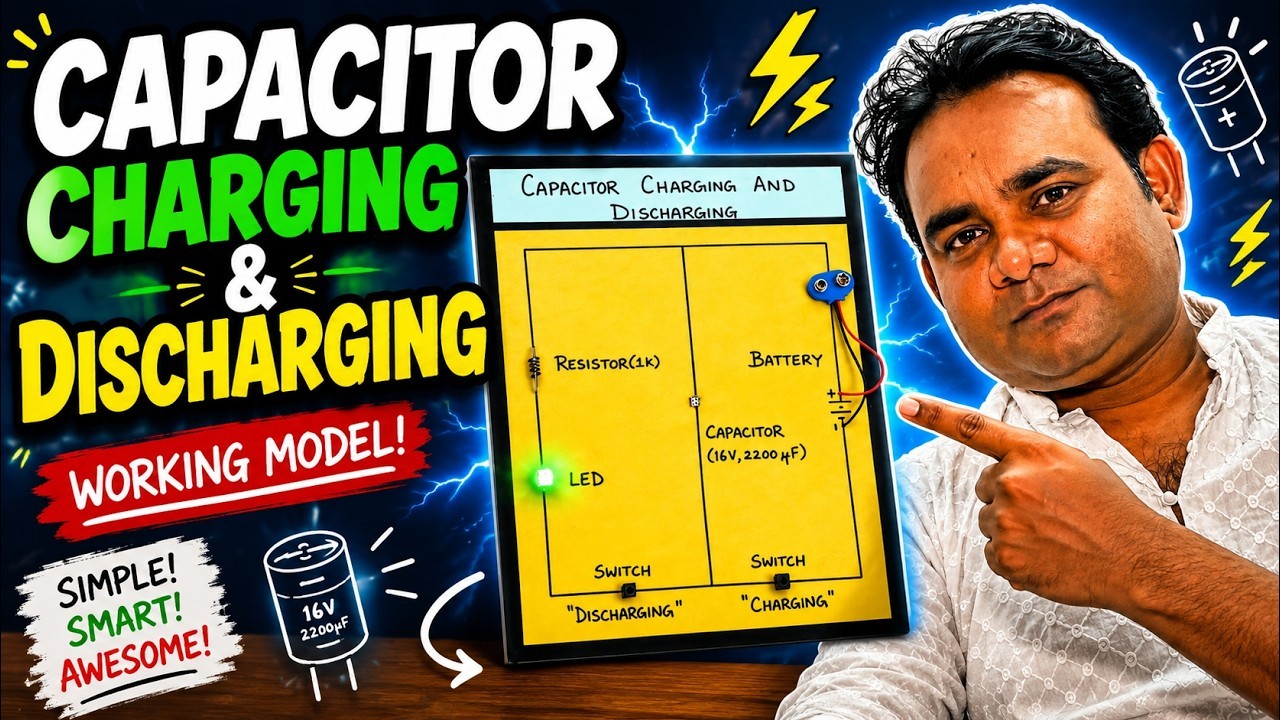 Figure 1: Working Model Setup, Scientific Diagram & Project Prototype for Charging And Discharging Of Capacitor Working Model