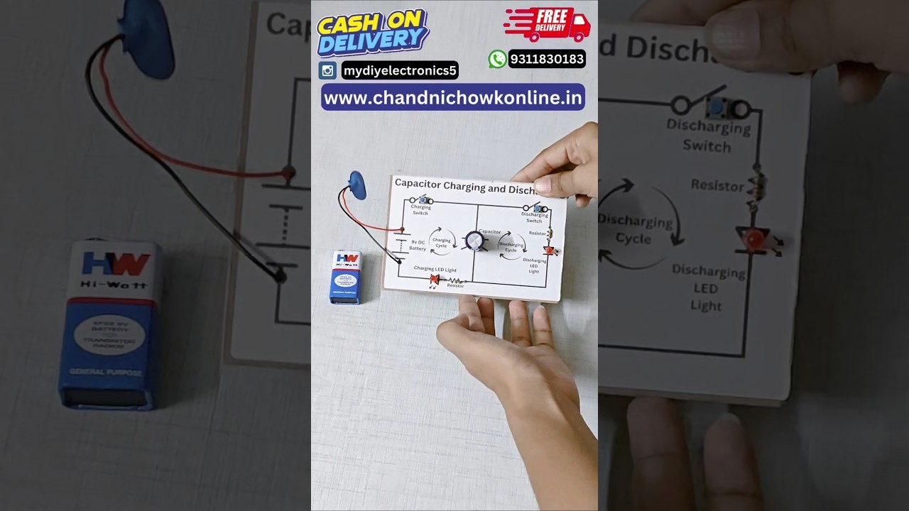 Figure 2: Working Model Setup, Scientific Diagram & Project Prototype for Charging And Discharging Of Capacitor Working Model