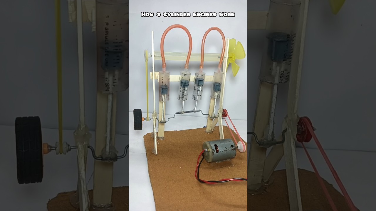 Figure 2: Working Model Setup, Scientific Diagram & Project Prototype for Compressed Air Piston Engine Working Model